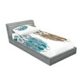 thumbnail image 2 of Ambesonne Tribal Fitted Sheet & Pillow Sham Set, Farsighted Birds, Twin, Cream White Teal, 2 of 2