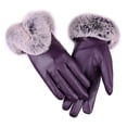 thumbnail image 3 of Guantes de pantalla táctil de invierno para mujer, de cuero, para estudiantes, para ciclismo al aire libre, abiertos, con forro polar, gruesos, a prueba de frío, impermeables, cálidos guantes de, 3 of 5