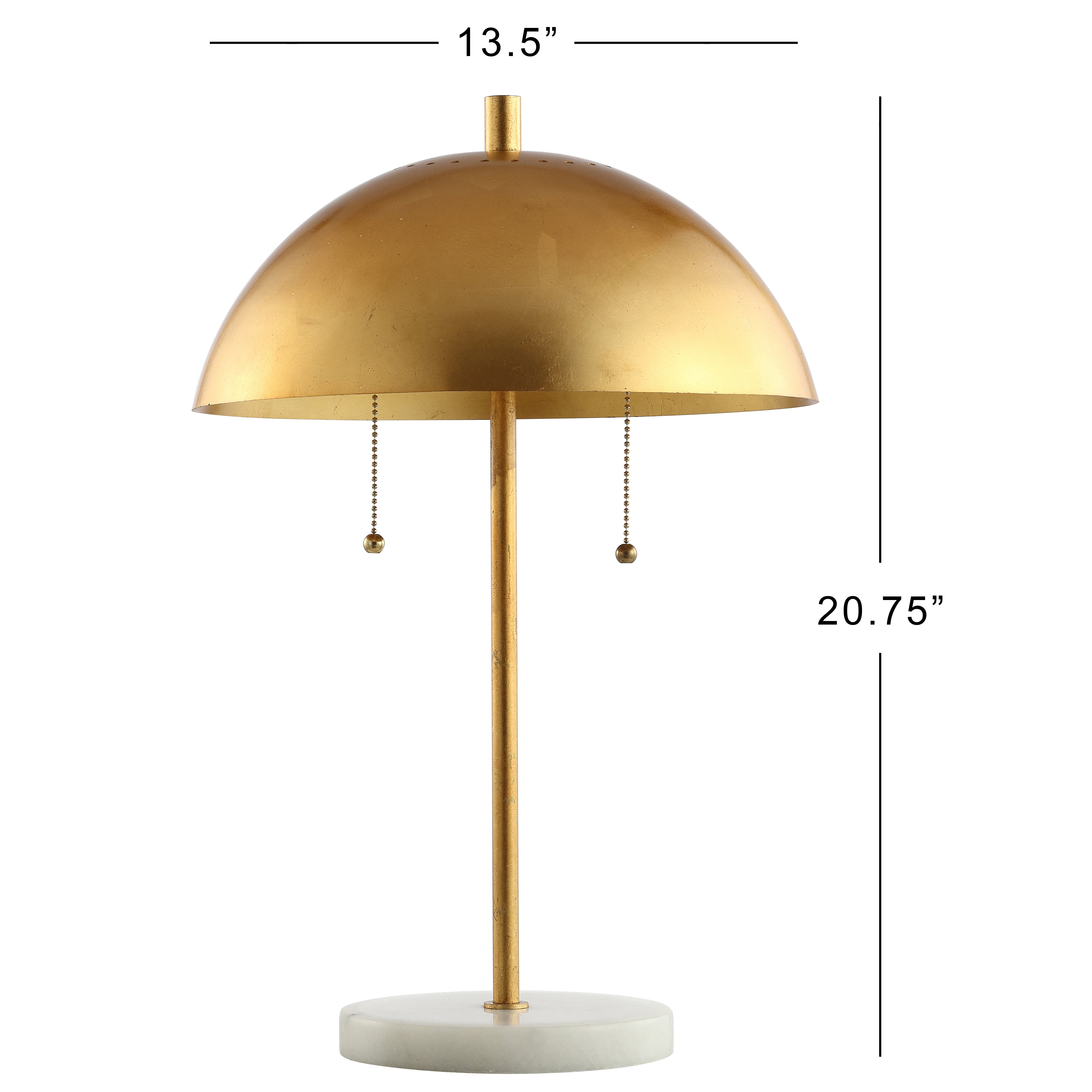 JONATHAN Y Ella 20.7" Dome Metal with Marble Base LED Table Lamp, Gold/White, JYL1071A