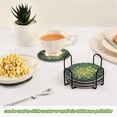 thumbnail image 6 of Haosy Set of 6 Drink Woven Coaster with Holder Heat Resistant Non-Slip Bar Coasters 4 Inches Green Mandala with Leaves, 6 of 7