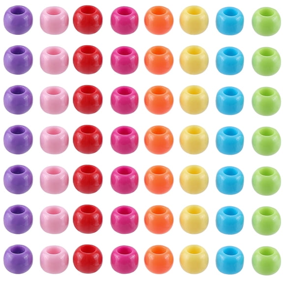 400Pcs Large Pony Beads Acrylic Pony Beads Acrylics Multicolor Assorted Round Spacer Bead with Large Holes for Jewelry Making