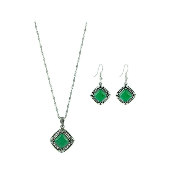 Genuine Green Aventurine Necklace, Pendant and Earrings Set