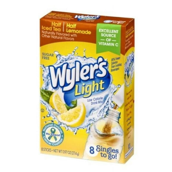 Wyler's Light Lemon Iced Tea Singles To Go Drink Mix, 8 CT (2 pack)