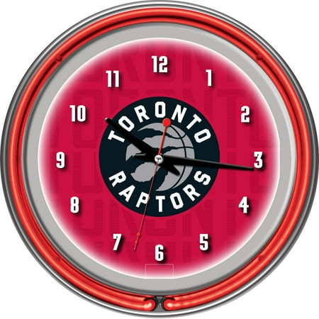 Toronto Raptors NBA City Chrome Neon Clock - Red, Black, Silver, White