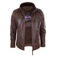 thumbnail image 4 of Mens Real Leather Jacket Zipped Biker Style High Collar Smart Casual, 4 of 7