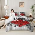 thumbnail image 4 of Homewish Red Floral Rose 2pcs Bedding Comforter Set for Teens Female Men,Flying Butterflies Twin Comforter Sets,Rustic Retro Vintage Breathable Bedding Set,Breathable Home Decor,Reversible, 4 of 8