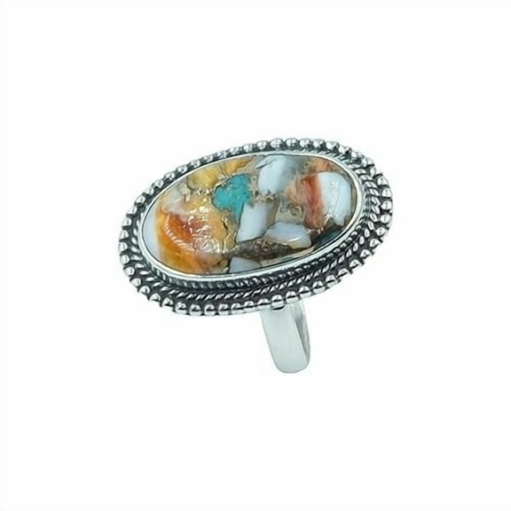 Large Spiny Oyster Turquoise 925 Sterling Silver Handmade Statement Ring Gift Jewelry For Men And Women