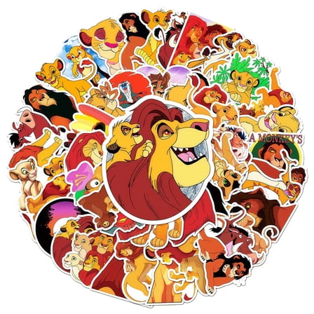 50 PCS For Lion Guard Theme Water Bottle Stickers for Teens,Waterproof Vinyl Holiday Party Stickers for Skateboard,Suitcases, Laptop Stickers for Girls Boys Gift
