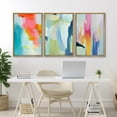 thumbnail image 4 of IDEA4WALL Framed Canvas Print Wall Art Set of 3 Colorful Abstract Prints Minimalist Rainbow Vividness Pastels Modern Wall Art Preppy Room Artwork Boho for Home Decor - Natural 24"x36"x3, 4 of 5