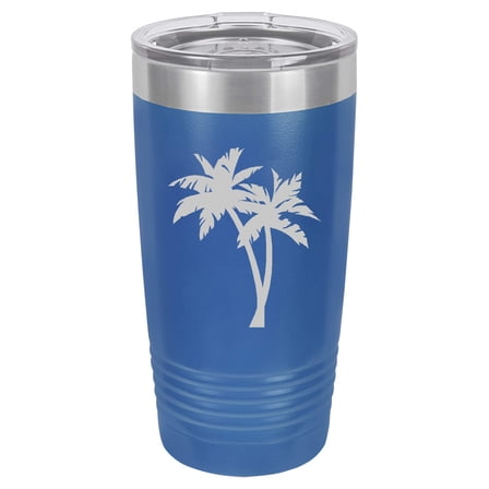 Tumbler Stainless Steel Vacuum Insulated Travel Mug Palm Trees (Blue, 20 oz)