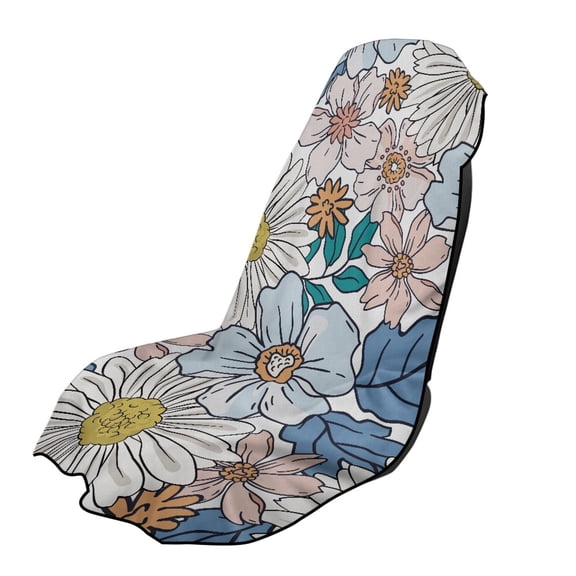 XYZCANDO Daisy Pattern Long-Lasting Towel Car Seat Cover for Beach Camping, Washable Won't Bleed Car Seat Towel Cover