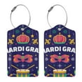 thumbnail image 3 of Disketp 2 Pcs Luggage Tag For Suitcase,Happy Mardi Gras Leather Baggage Tag With Stainless Steel Loop Privacy Cover For Women Men Girls, 3 of 5