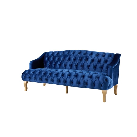 Luxury Velvet Tufted Sofa, 3-Seater Couch with Gold Legs, Modern Button-Tufted Sofa for Living Room, Bedroom, Office