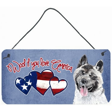Carolines Treasures SC9971DS612 Woof if you love America Akita Wall or Door Hanging Prints 6HX12W multicolor