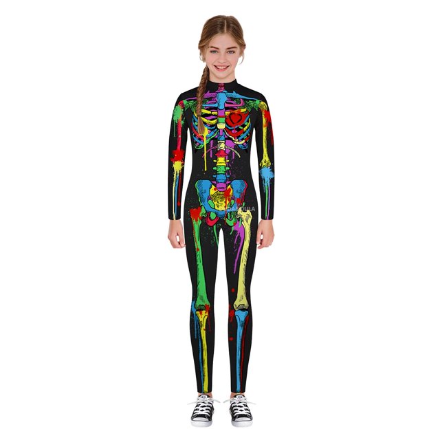 Disfraz de Cosplay de miedo para Halloween, ropa Sexy de Anime para mamá y yo, trajes de fantasía, monos de esqueleto, disfraz de miedo para niña