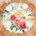 thumbnail image 2 of Pioneer Flower Floral Print Pattern Round Fitted Tablecloth with Elastic Edge,Dining Table Cover Waterproof,Outdoor Round Tablecloth for Camping,Dining,Indoor and Outdoor, 2 of 7