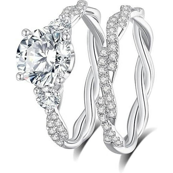 Wedding Ring Sets D Color VVS1 Moissanite Sets,2.8CTTW Round Cut Moissanite Engagement Ring