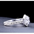 thumbnail image 2 of Vintage Round Diamond Engagement Riong, Hexagon Halo Diamond Wedding Ring, Antique Engraved Shank Ring, 2.2 Ct Simulated Diamond, 925 Sterling Silver, Proposal Ring For Her, 2 of 5