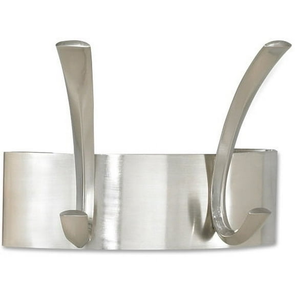 Safco Wall Mounted Metal Coat Racks 2 Hooks - for Hat, Coat - Metal, Steel - Silver - 1 Each