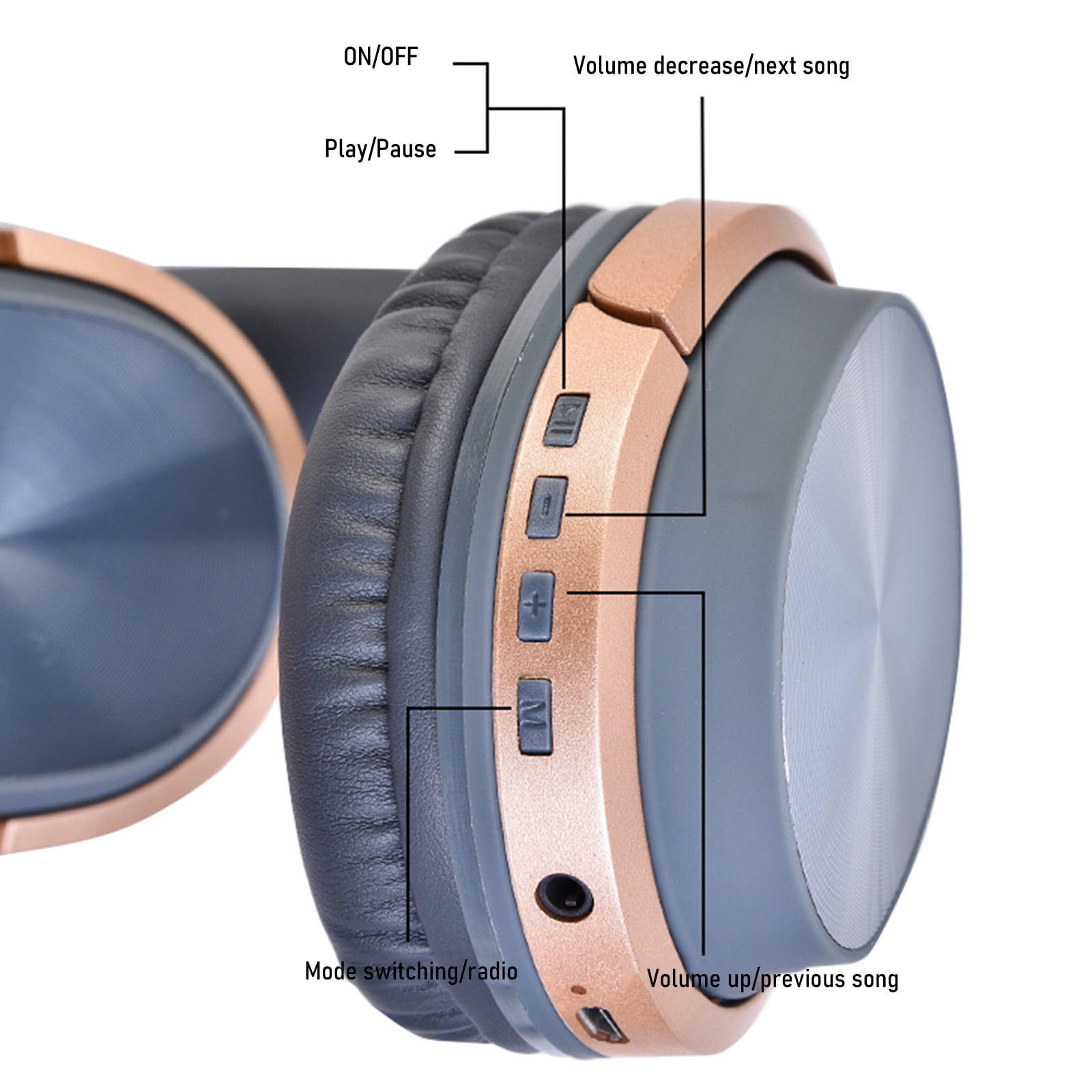 Wireless Headphones, Over Ear Bluetooth 5.0 with Microphone, Foldable Design and Enhanced Bass for Commuting, Gaming, Work