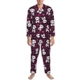 thumbnail image 3 of Fuzoiu skull with hearts Print Men's Long-Sleeved Pajama,Lounge Button Down Nightwear,Mens Notch Collar Pajama Set-Large, 3 of 7