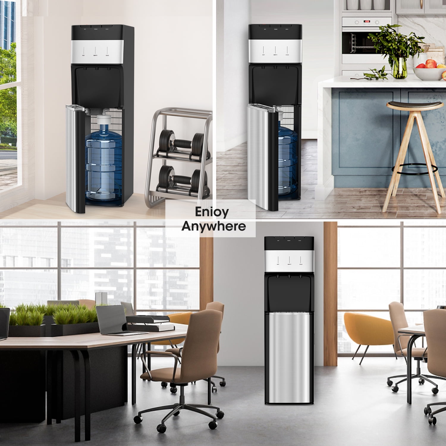 VECYS Self-cleaning Bottom Loading Water Dispenser, Hot Cold Room Temp with Child Lock