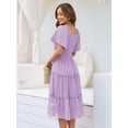 thumbnail image 5 of Women'S Summer Casual Flutter Sleeve Square Neck Smocked Midi Dress Light  XL, 5 of 7