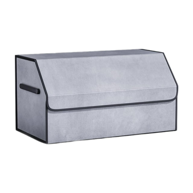 Organizador de maletero de coche con tapa, contenedor de accesorios genéricos, compartimento extraíble, caja de almacenamiento de maletero plegable Gris