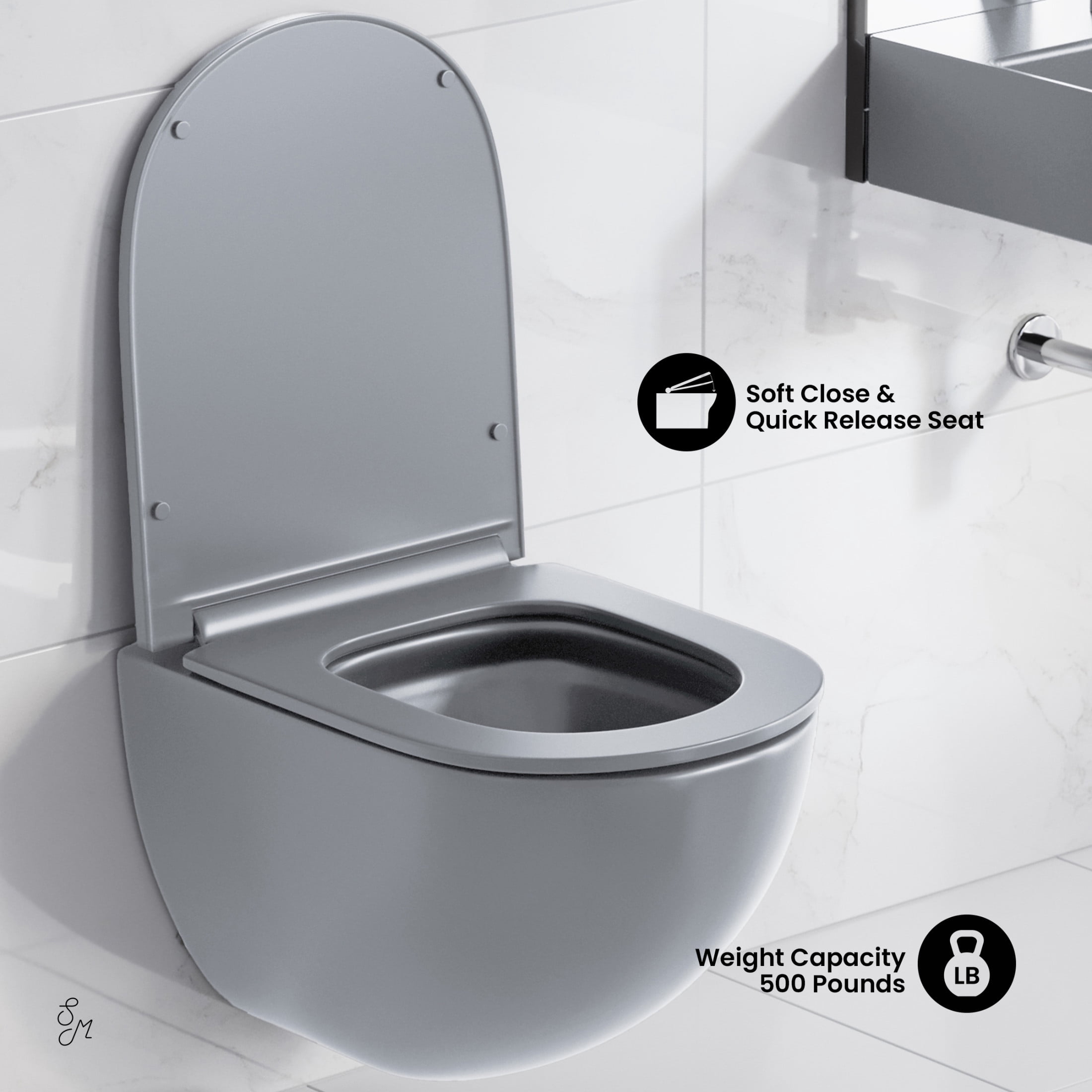 St. Tropez Wall-Hung Toilet Bowl Only in Matte Gray