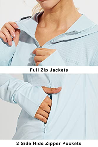 Sun Protection Hoodie Jacket Long Sleeve Sun Shirt Hiking Outdoor Performance with Pockets Libin Women's Full Zip UPF 50