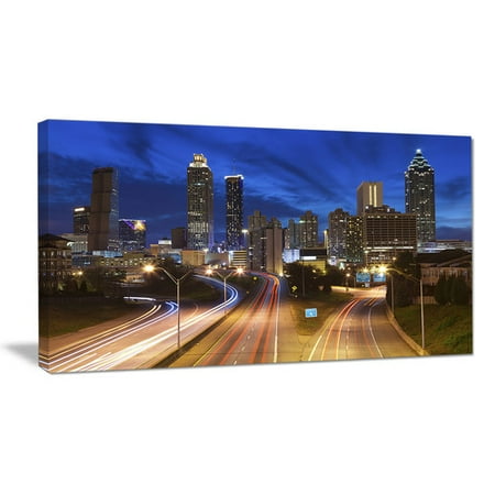 Atlanta Design - Design Art Atlanta Skyline Twilight Blue Hour Cityscape Photographic Print on Wrapped Canvas