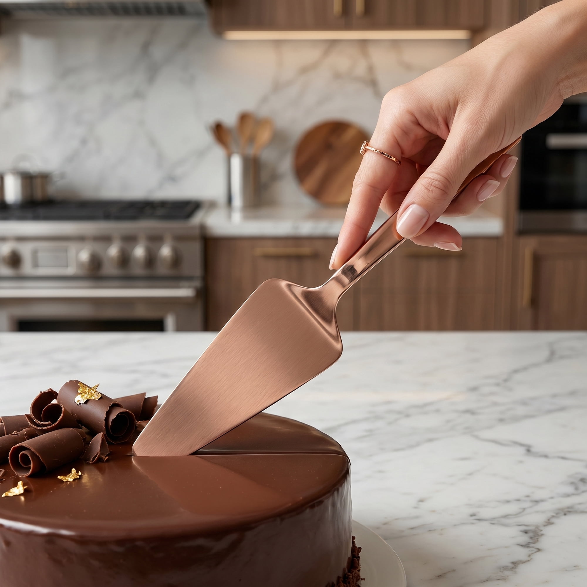 Unique Bargains Kitchen Utensil Heat-Resistant Spatula for Flipping Rose Gold 10.2x2.6 in