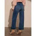thumbnail image 6 of Womens High Waist Wide Leg Jeans Trendy Cropped Denim Pants Solid Ankle Length Stretchy Jeans with Pockets Blue L, 6 of 7