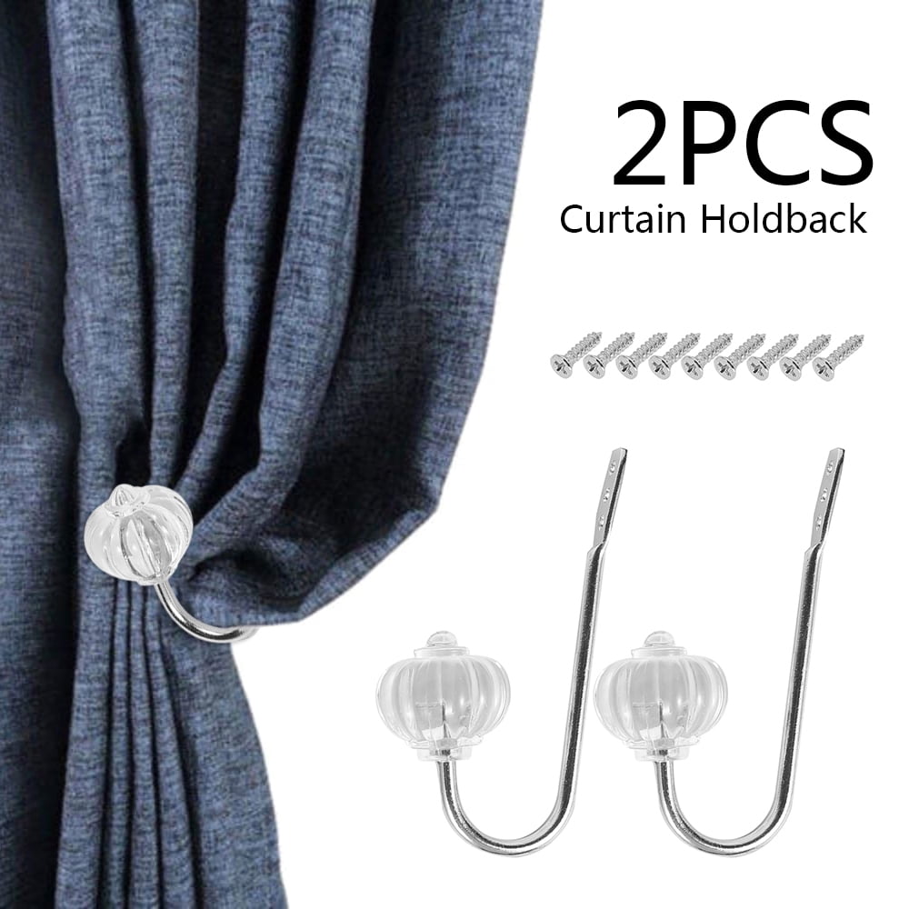 2pc Curtain Holdback Hooks Metal Crystal Glass Wall Tie Backs Hanger Holder 