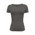thumbnail image 4 of Ymauqau Crop Tops pour Femmes Manches Courtes Col Rond T-Shirts Ajustés Basiques Décontractés Tuniques Serrées Blouses Sorties Tops, 4 of 5