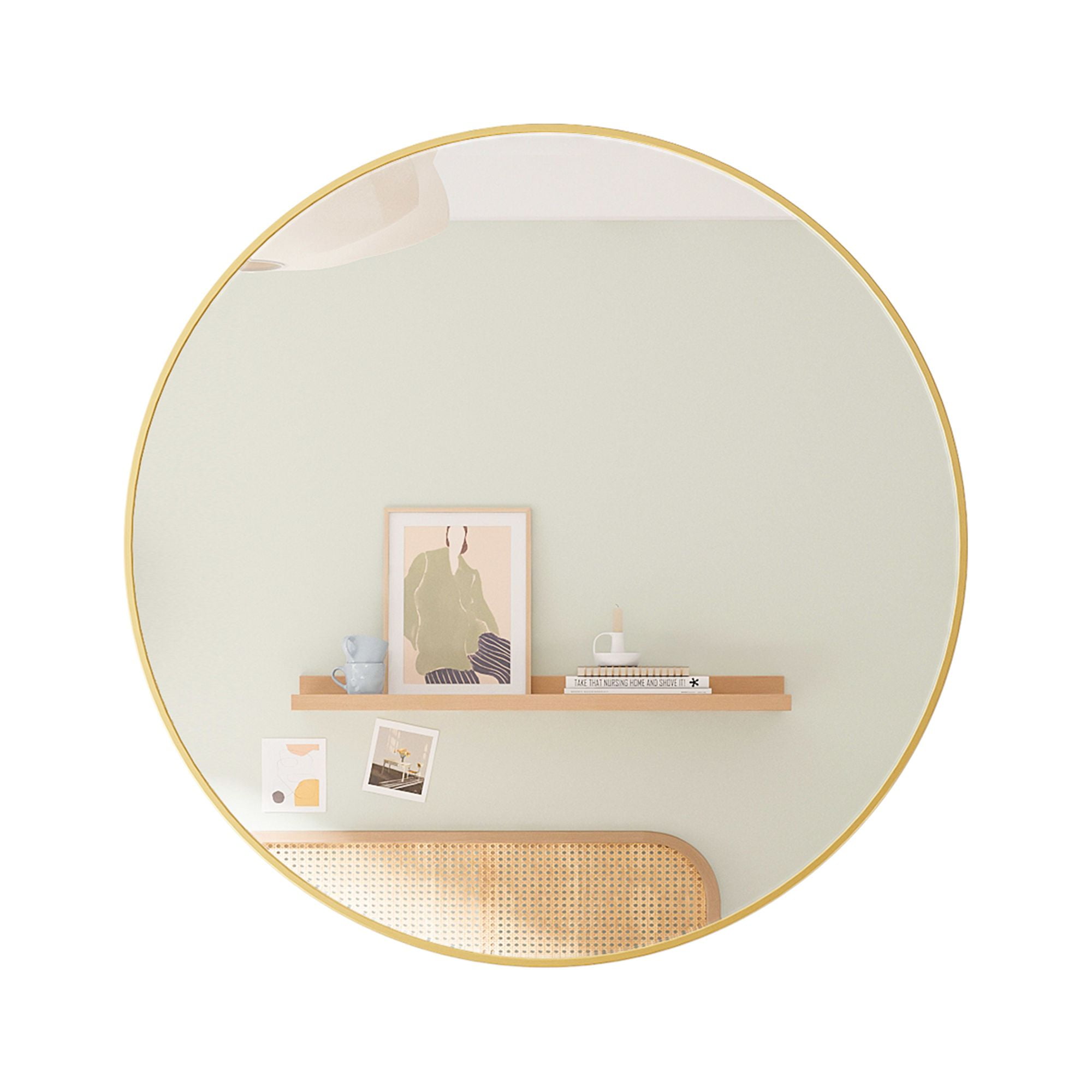 YYAo 28" Wall Circle Mirror for Bathroom, Round Mirror for Wall Hanging Round Mirror for Living Room, Vanity, Bedroom, Gold Border YYAo 28" Wall Circle Mirror for Bathroom, Round Mirror for Wall Hanging Round Mirror for Living Room, Vanity, Bedroom, Gold Border