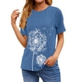 thumbnail image 3 of Camiseta Cuello Redondo Estampado Mujer Tops Poliéster Manga corta Tela de verano, Azul claro, XL seitruly AP002414-14, 3 of 7