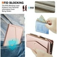 thumbnail image 5 of For iPhone 12【RFID Blocking】Multi functional 2-in-1 Soft PU Leather Wallet Case Magnetic Flip Cover Multi-Card Slots Zipper Pocket With Detachable Shoulder Strap And Wrist Strap,Rose gold, 5 of 8