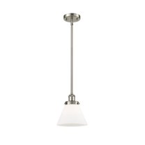 916-1S-SN-G41-Innovations Lighting-Cone - 1 Light Stem Hung Mini Pendant In Industrial Style-10 Inches Tall and 8 Inches Wide-Brushed Satin Nickel