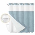 thumbnail image 2 of Vintage Haze Blue No Hook Shower Curtain Waterproof,Bathroom Curtains with Snap in Liners and See Through Top Window,Farmhouse Retro Solid Color Linen Texture Hotel Bathtub Curtains Shower 72"Wx72"L, 2 of 8