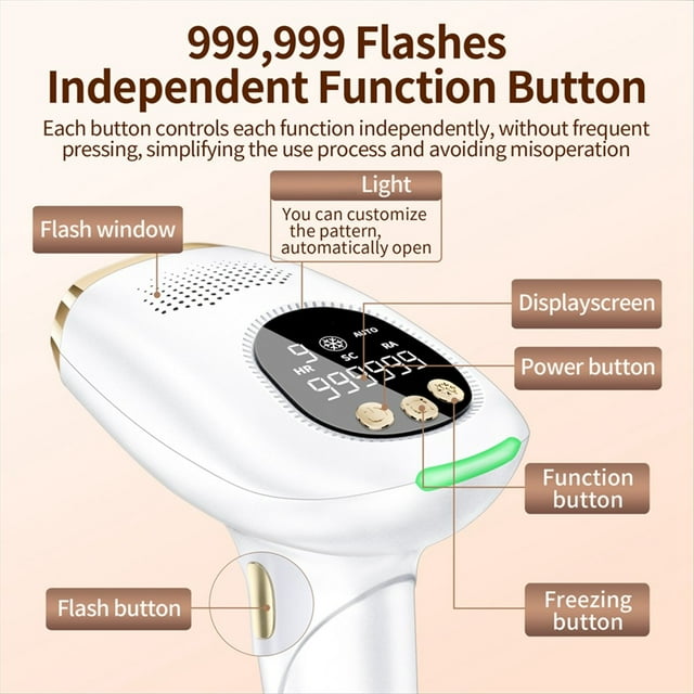 Depiladora de Pulsos IPL Corporal con 999.999 Destellos, Indolora, para Mujeres, Dispositivos para Depilación en Casa, ENCHUFE de EE. UU.
