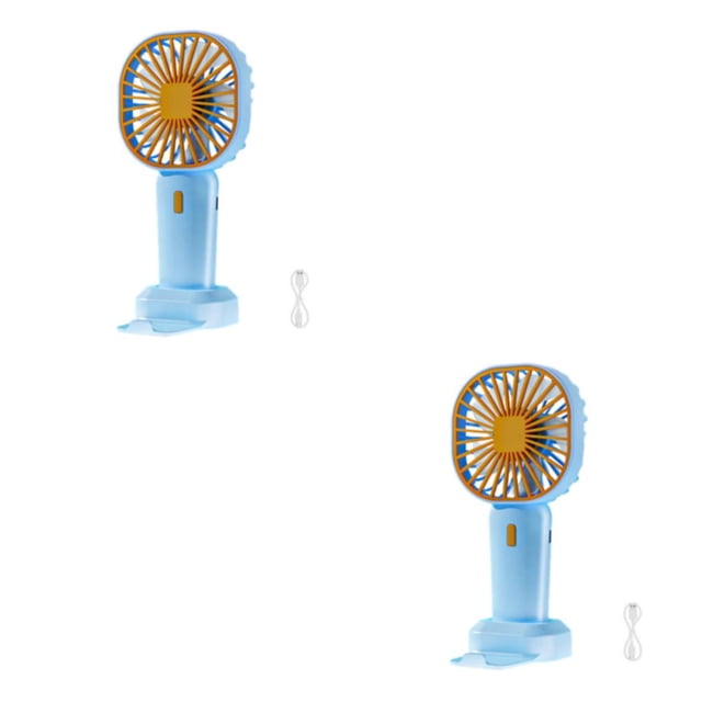 Mini Ventilador de Mano Wosthever Pantalla Digital Usb Recargable Azul 2Conjunto