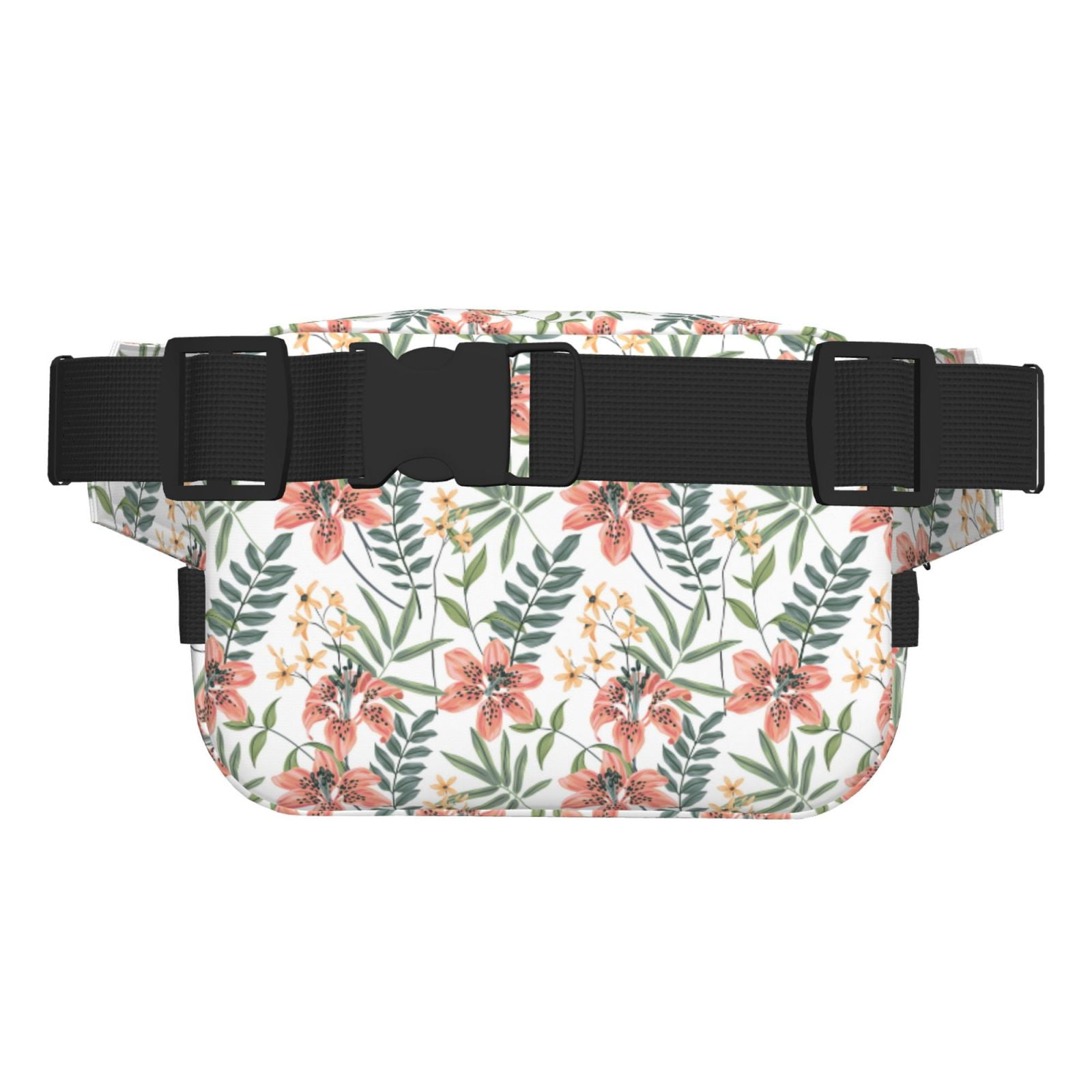 Picia Lilies Flowers Print Square Double-Layer Waist Bag Mini Adjustable Waist Belt Bag Exercise Running Travel Hiking