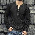 thumbnail image 3 of MesaSe Man V Neck Long Sleeve Shirts Button On Slim For Shirt Leisure Solid Color Top, 3 of 6