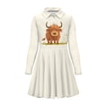thumbnail image 4 of DISNIMO Highland Cow Dress Girls Long Sleeve Skater Dresses Kids 11-12 Dresses with Collars for Girls Animal Dress Kids Casual Fall Dress Children Skater Dress Girl Button Dress Teen Midi Dress Kid, 4 of 7
