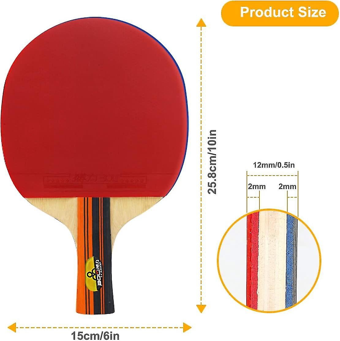 Table Tennis Bats Professional Ping Pong Racket Paddle Set With 2 Bats And 3 Balls In Carrying Case Table