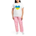 thumbnail image 4 of CafePress - I Stand With Ukraine Heart Pajamas - Women's Short Sleeve Print T-Shirt and Pants Light Cotton Pajama Set, 4 of 7