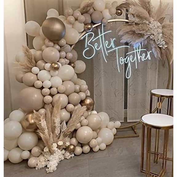 Neutral Balloon Arch Kit, 115PCS Boho Balloon Garland Beige Balloons with White Sand Double Stuffed Balloon Champagne Balloon s for Birthday Party Wedding Bridal Shower Decorations