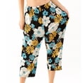 thumbnail image 3 of Defitshape Women's Pajamas Pants Cotton Capris Floral Printed Stretch Sleep Bottoms Comfy Mid Rise Long Pj Pant Blue X-Large, 3 of 4