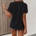 thumbnail image 6 of ClodeEU Women's V Neck Henley Short Sleeve Casual Tunic Top,Casual Solid Color Loose Fit Blouse Black,Women's Plus L, 6 of 6